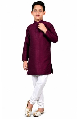 Plum Jacquard Kurta Set