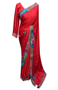 Red Chiffon Saree - 7010