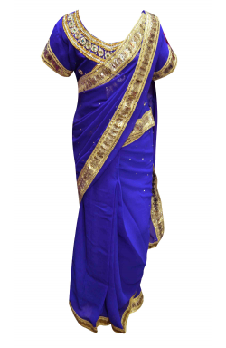 Kids Blue Saree - 1201