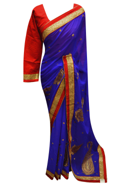 Blue Border Saree - 7217