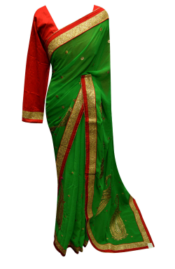 Green Border Saree - 7218