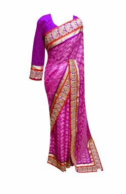 Lilac Pink Saree - 7089
