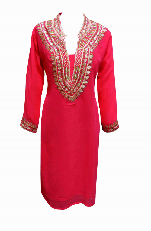Women's Kurti heavy colour thread embroidery Tunic kaftan tunics tops kurta 7025 