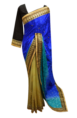 Blue Contrast Saree - 7244