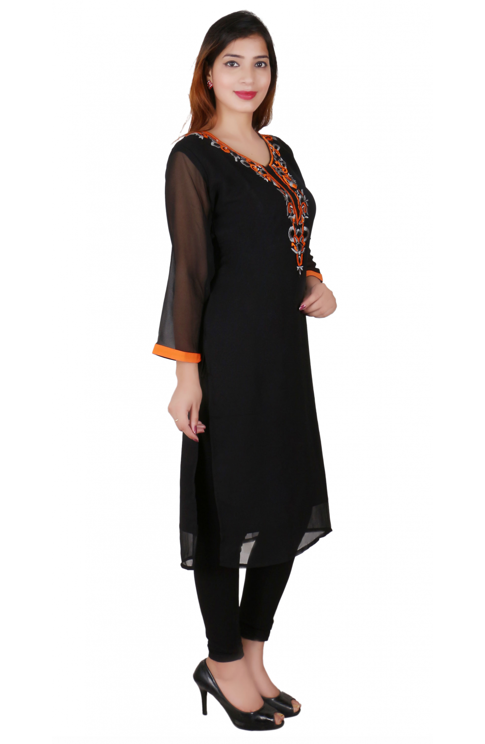 Buy MansiCollections Women's Viscose Half Sleeve Square Neck Black Kurti Top  at Amazon.in